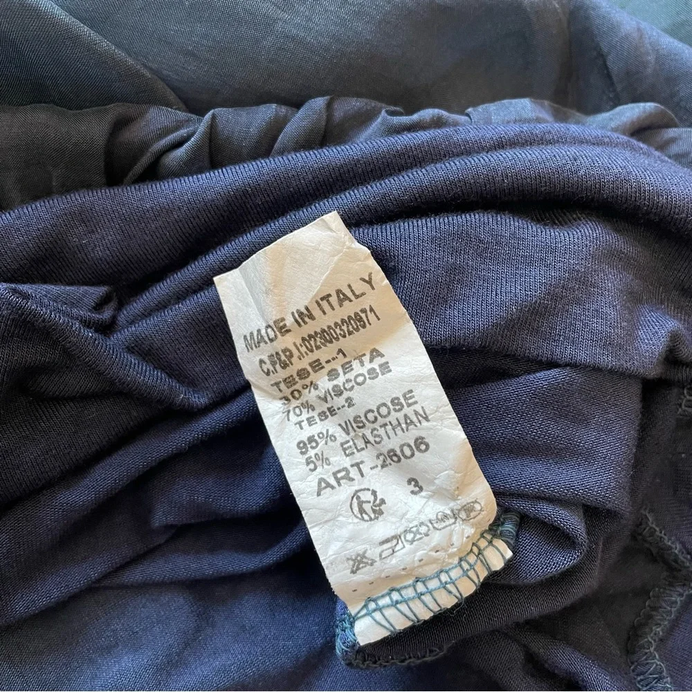 Womens Turquoise Navy Silk Blouse Top - Picture 15 of 16